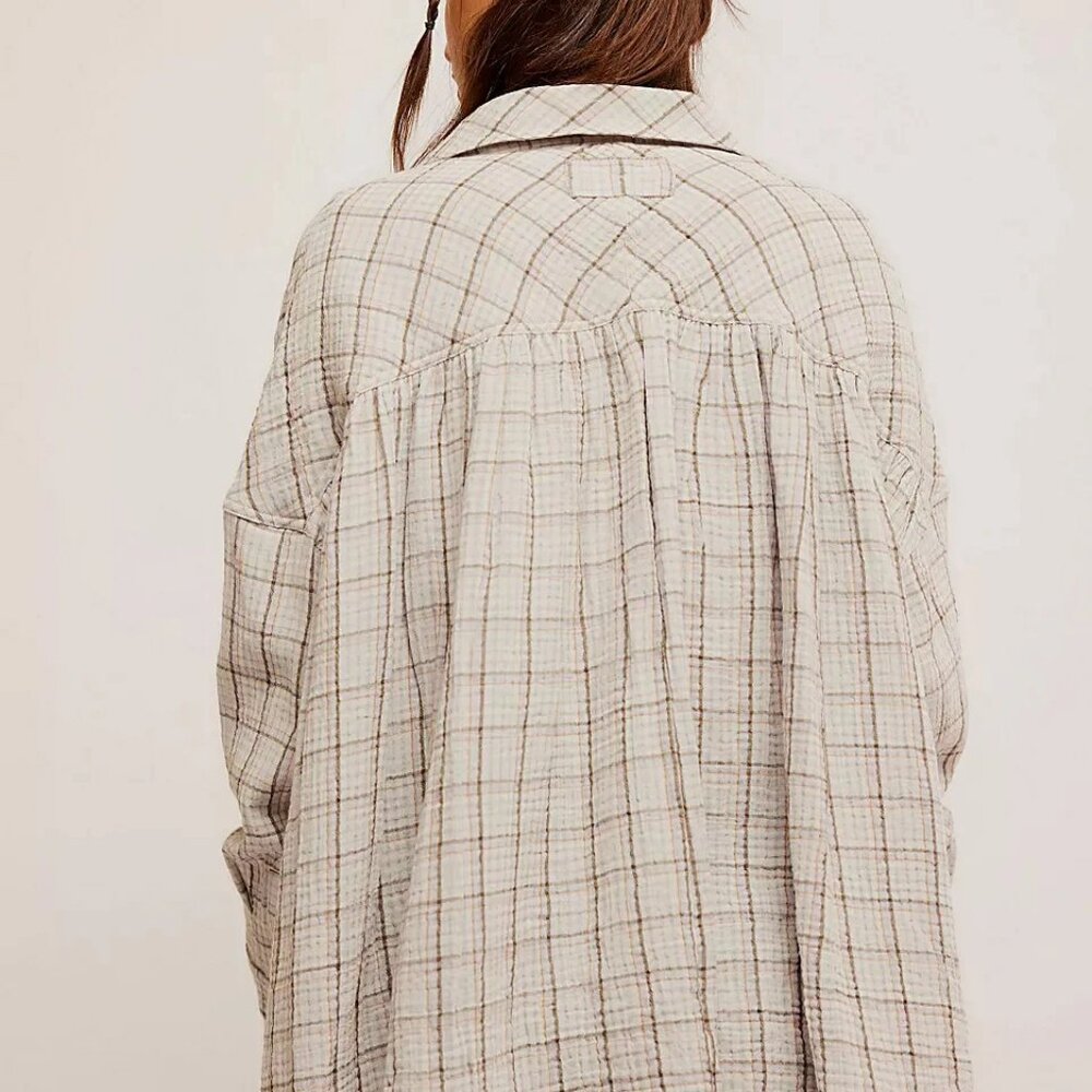 Free People We the Free plaid Lilac Combo Cardiff - Picture 2 of 3